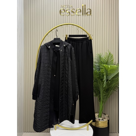 VEREV EKOSE KAPÜŞONLU 3LÜ TAKIM SİYAH