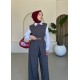 Kemerli Yelekli Astarlı Pantolon Takım Gri