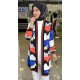 Dijital Baskı Desenli Sax Mavisi Siyah Kimono