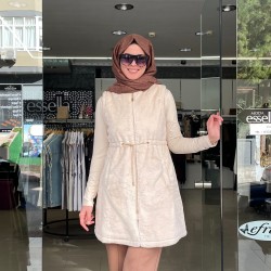 Berelance Dik Yaka Astarlı Yumoş Kürk Yelek Bej