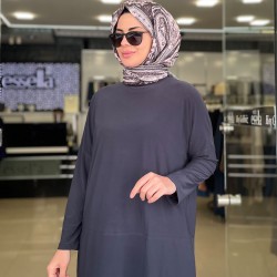 Yazlık Sandy Kumaş Makas Tunik Füme