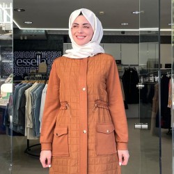 Wennew Kapitone Belden Büzgülü Gizli Fermuarlı Kap