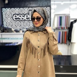 Essella 2K Önü Püsküllü Detaylı Düğmeli Süet Kap Camel