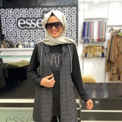  Essella Kapitone Yelekli Oysho Kumaş 3 lü Takım Siyah
