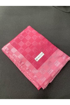 Orkide Damalı Desenli Kenarı Pembe Bordürlü Kırmızı Şal 