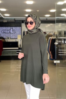 Yazlık Sandy Kumaş Makas Tunik Haki