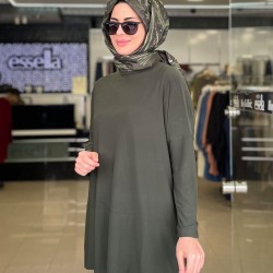 Yazlık Sandy Kumaş Makas Tunik Haki