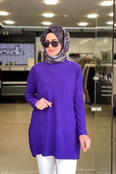Yazlık Sandy Kumaş Makas Tunik Mor